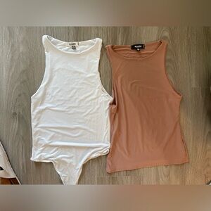 White and cream brown top set. Size 4, perfect condition.